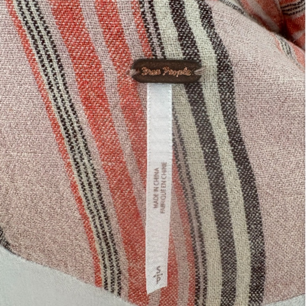 Free People Striped Blazer Jacket Pink Orange Oversized Size S - Picture 6 of 6